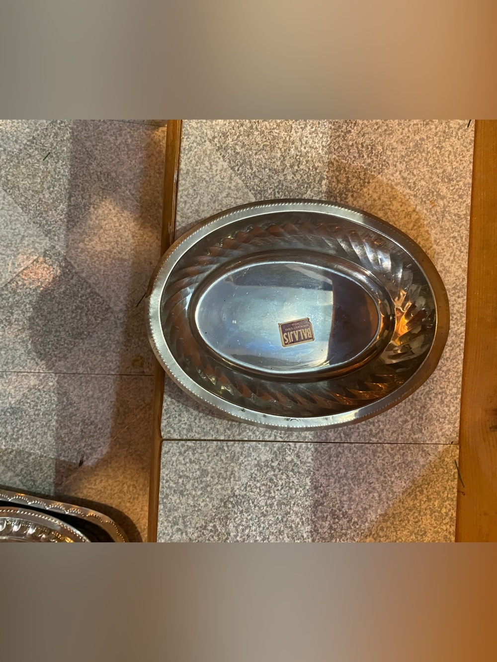 Bala Silver-Tone Decorative Oval Serving Platter